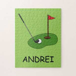 Golf Course Hole with Flag Personalize Jigsaw Puzzle