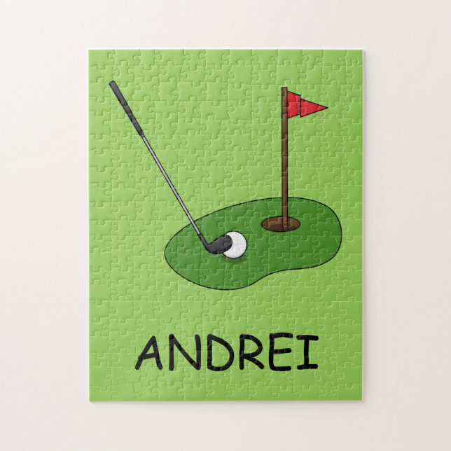 Golf Course Hole with Flag Personalize Jigsaw Puzzle (Vertical)