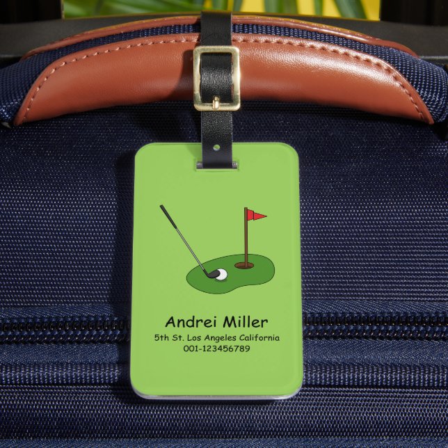 Golf Course Hole with Flag Personalize Luggage Tag (Front Insitu 2)