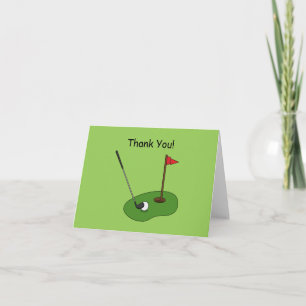 Golf Course Hole with Flag Personalize Thank You Card