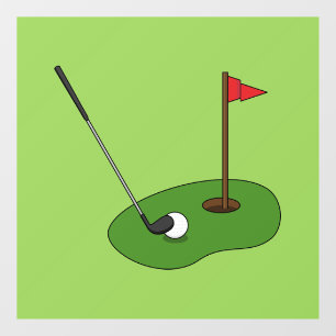 Golf Course Hole with Flag Window Cling
