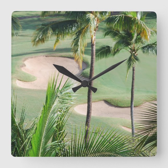 Golf Course in Tropics Wall Clock (Front)