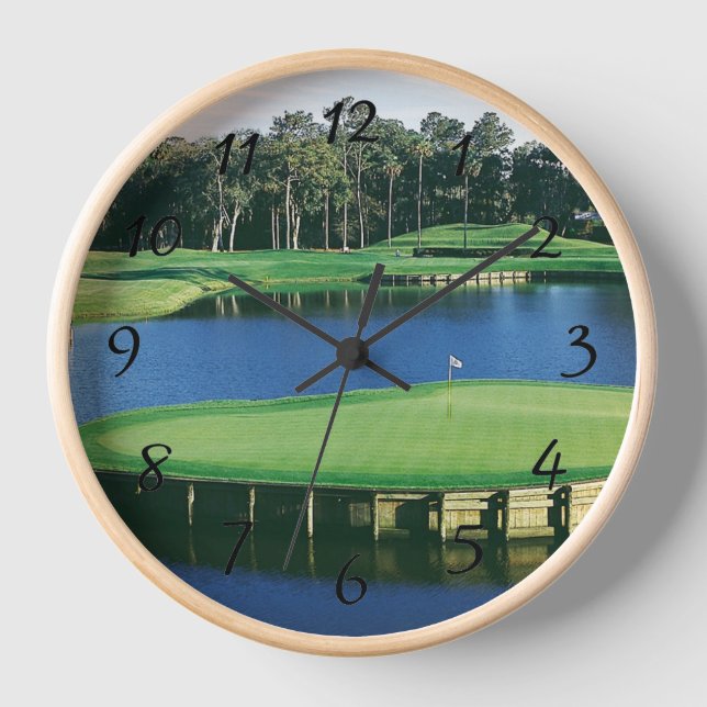 Golf Course landscape round wall clock (Front)