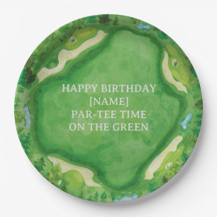 Golf Course Party Design with Custom Name & Event Paper Plate