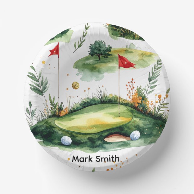 Golf Course Putting Green  Paper Plate (Front)