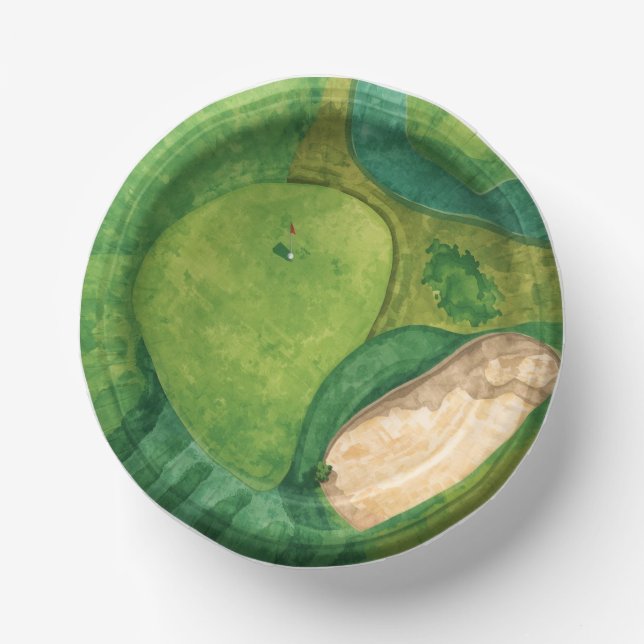 Golf Course Putting Green  Paper Plate (Front)