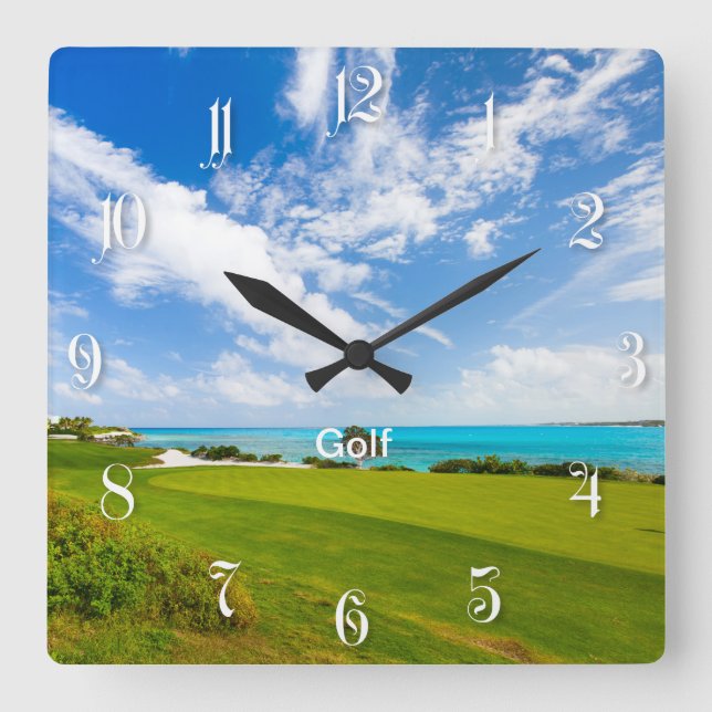 Golf course square wall clock (Front)