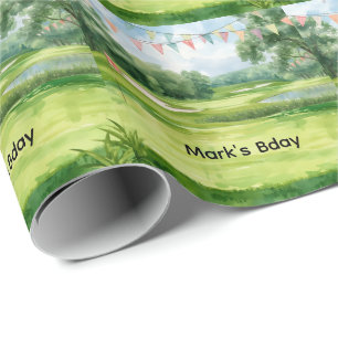 Golf course watercolor  wrapping paper