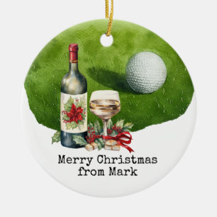 Golf Course with Christmas Drink for golfer Ceramic Ornament
