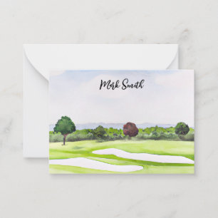 Golf  course with Name for golfer  Note Card