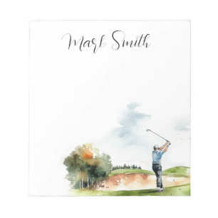 Golf course with Name gifts for golfer Notepad
