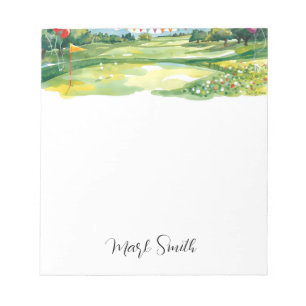 Golf course with Name gifts for golfer Notepad