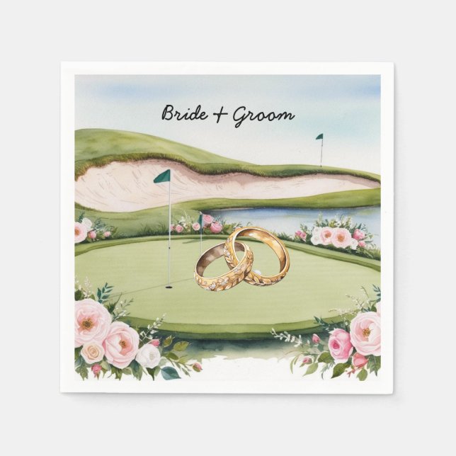 Golf Course with wedding ring on putting green Napkin (Front)