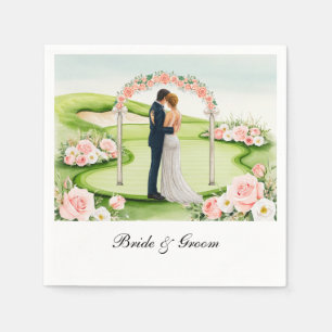 Golf Course with wedding themed for golfer Napkin