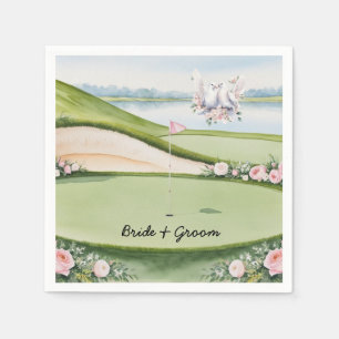 Golf Course with wedding themed on putting green Napkin