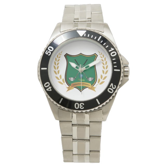 GOLF Crest with Laurel Wreath Mens Watch (Front)
