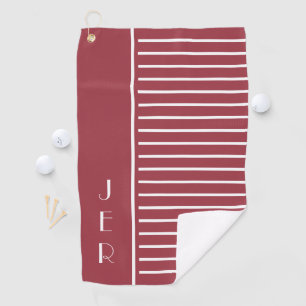 Golf Custom Initials    Red White Modern Stripes Towel