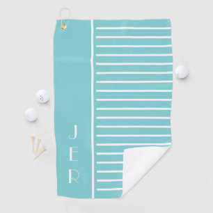 Golf Custom Initials    Teal White Modern Stripes Golf Towel
