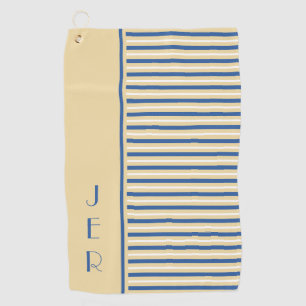 Golf Custom Initials   Yellow & Blue Modern Stripe Golf Towel