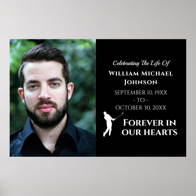 Golf Custom Photo Forever In Our Hearts Memorial Poster (Front)