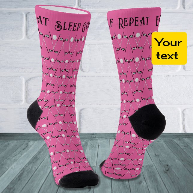Golf custom text pattern pink socks (Creator Uploaded)
