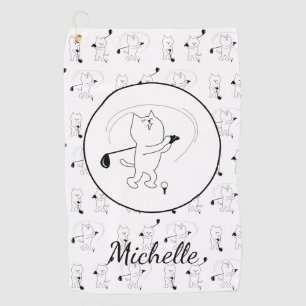 Golf Cute Cats Golfing Personalized Golf Towel