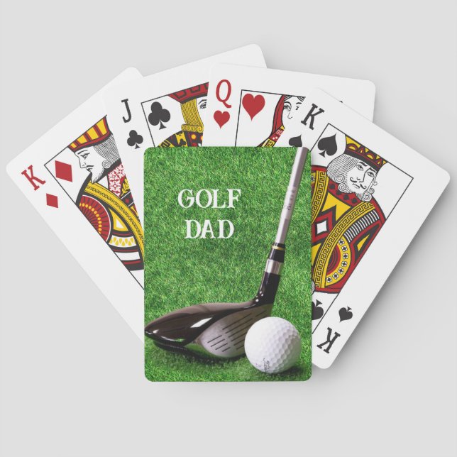 Golf Dad - Driver and Ball on Grass personalize Playing Cards (Back)
