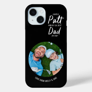 Golf dad modern black typography photo gift iPhone 15 case