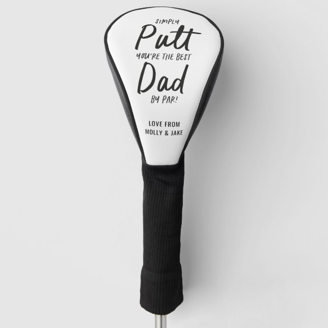 Golf dad modern black white typography funny chic golf head cover (Front)