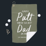 Golf dad modern khaki green typography funny golf  golf towel<br><div class="desc">Golf dad modern khaki green typography funny best dad by par. Ideal Christmas,  birthday,  Fathers day gift for him.</div>