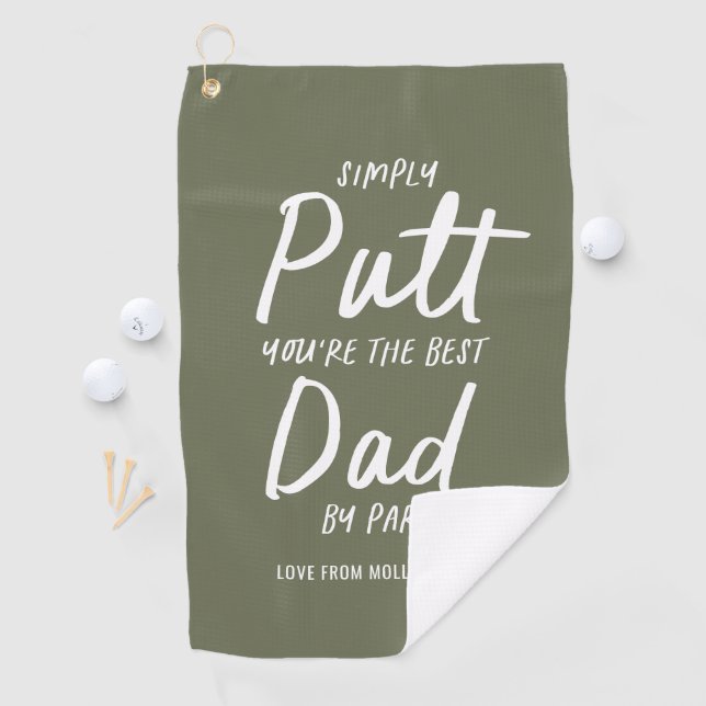 Golf dad modern khaki green typography funny golf  golf towel (InSitu)