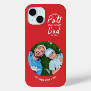 Golf dad modern red typography photo gift iPhone 15 case