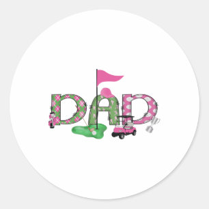 Golf Dad Pink Hole In One Golf 1st Birthday Girl Classic Round Sticker