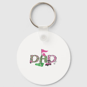 Golf Dad Pink Hole In One Golf 1st Birthday Girl Keychain