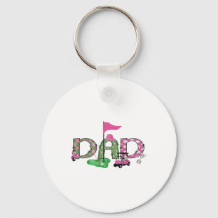 Golf Dad Pink Hole In One Golf 1st Birthday Girl Keychain