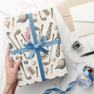 Golf Dad with Golf equipment with flag for Golfer Wrapping Paper