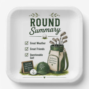 Golf Daily Life Funny Checklist Paper Plate