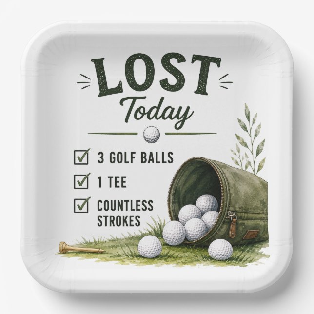 Golf Daily Life Funny Checklist Paper Plate (Front)