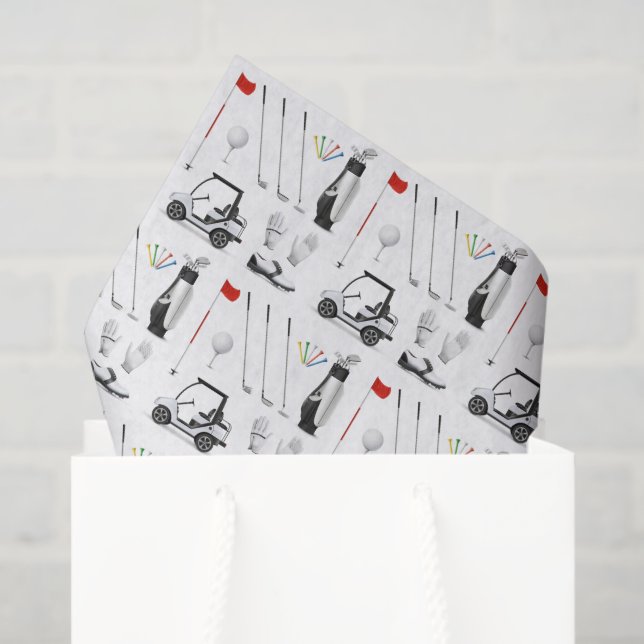 Golf Decoupage Paper, Golfer Tissue Paper (Gift Bag)