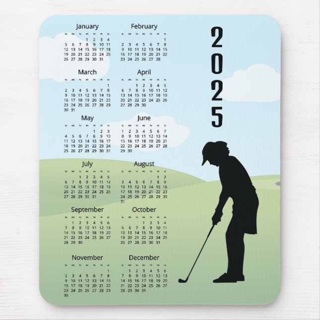 Golf Design 2025 Calendar  Mouse Pad (Front)
