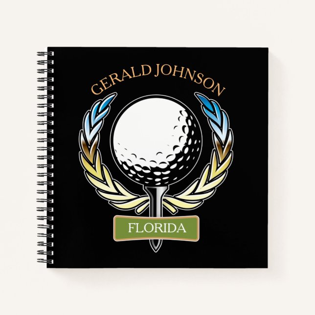 Golf Design Monogram Golfer Template Notebook (Front)