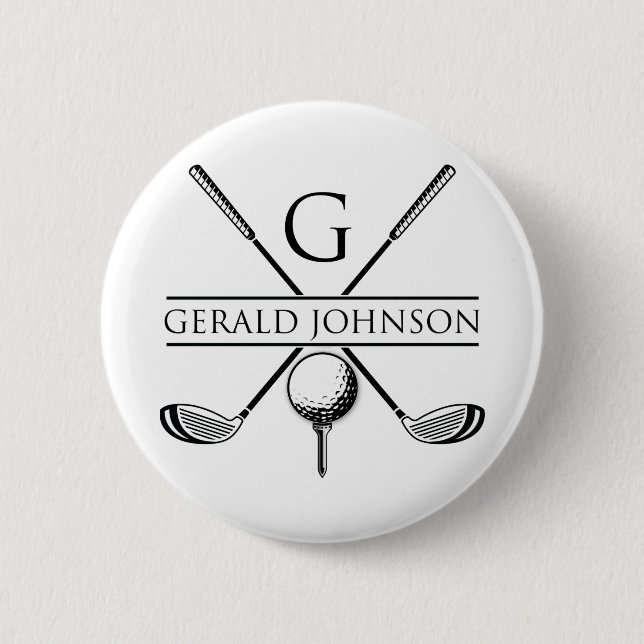 Golf Design Monogram Template 2 Inch Round Button (Front)