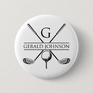 Golf Design Monogram Template 2 Inch Round Button