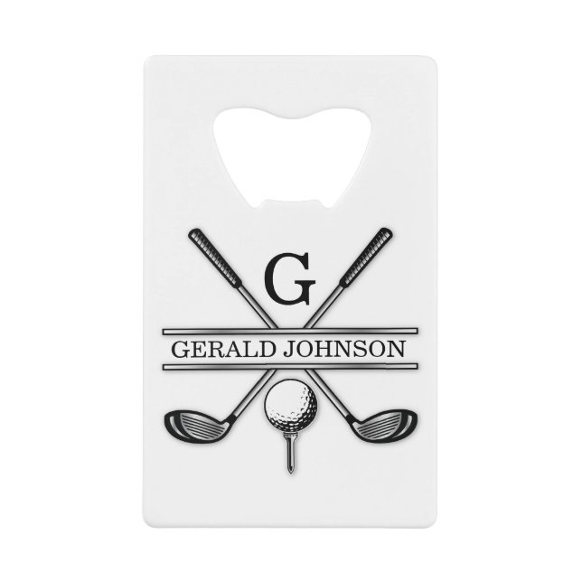 Golf Design Monogram Template Credit Card Bottle O Opener (Front)