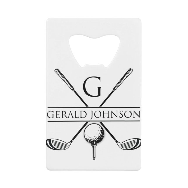 Golf Design Monogram Template Credit Card Bottle Opener (Front)