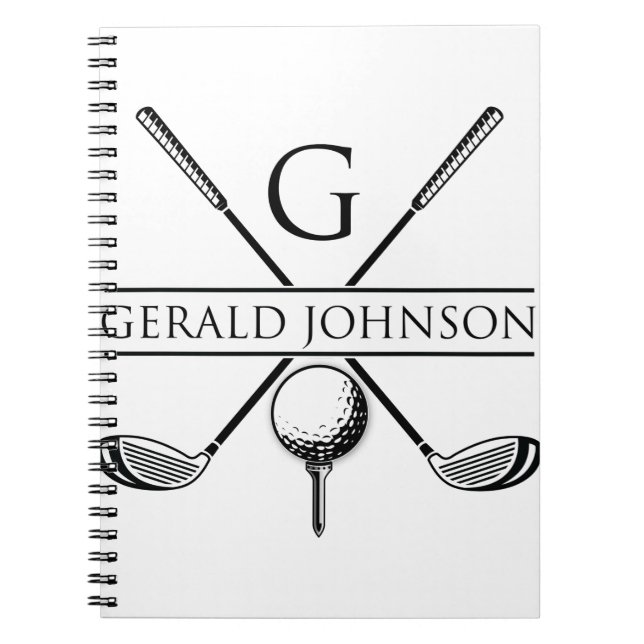 Golf Design Monogram Template Notebook (Front)
