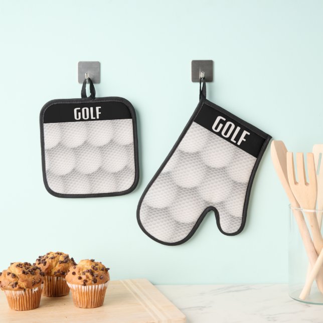 Golf Design  Oven Mitt & Pot Holder Set (Insitu(Hanging))