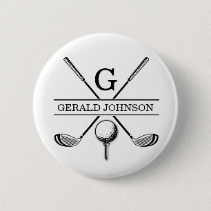 Golf Design with Wreath Monogram Template 2 Inch Round Button
