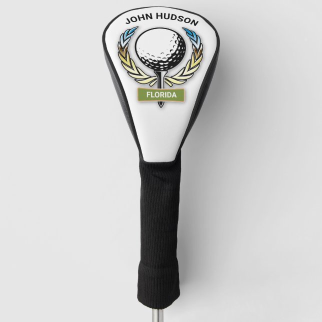 Golf Design with Wreath Monogram Template Golf Hea Golf Head Cover (Front)