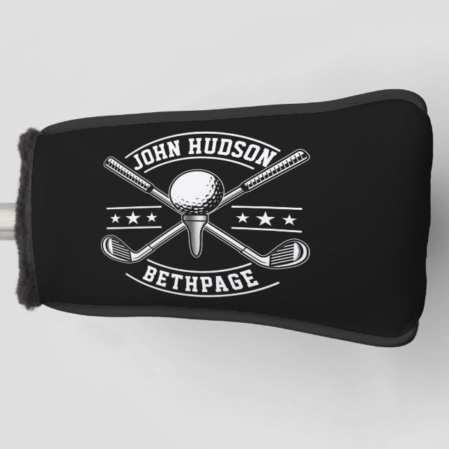 Golf Design with Wreath Monogram Template Golf Head Cover (Front)